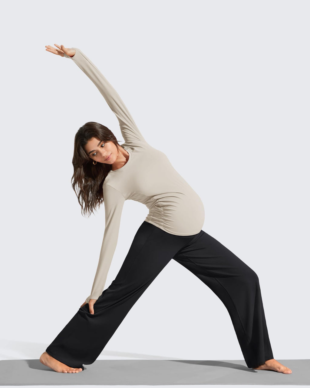 G4Free Maternity Work Pants Pregnancy Pants Over the Belly,Black,M,Petite