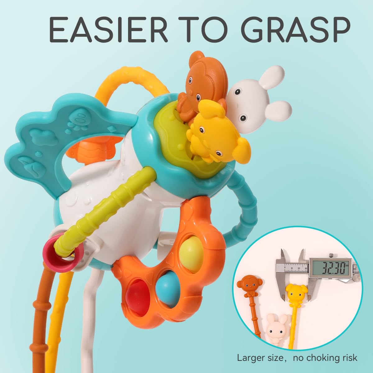Baby Airplane Travel Toy for Toddlers 1-3, Silicone Pull String Sensory Toy