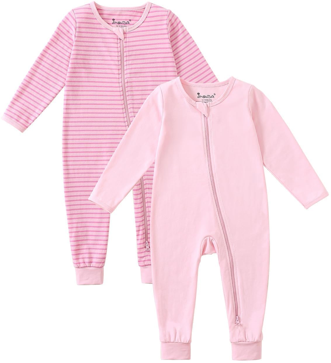 Jimonda Baby Footless Pajamas 2-Way Zipper Sleeper 0-24Months(Gray,6-9M)