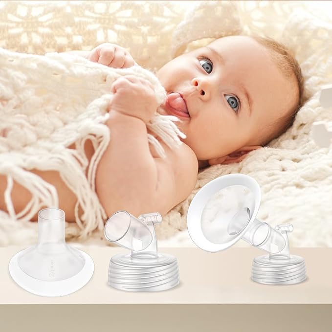 2 Packs 22mm Flange Set, Updated Soft Rim Shield and Wide Mouth Base Connector Pump Parts for Spectra S2 Spectra S1 9 Plus Breastpumps Accessories, 106 Degree Wider Opening Angel