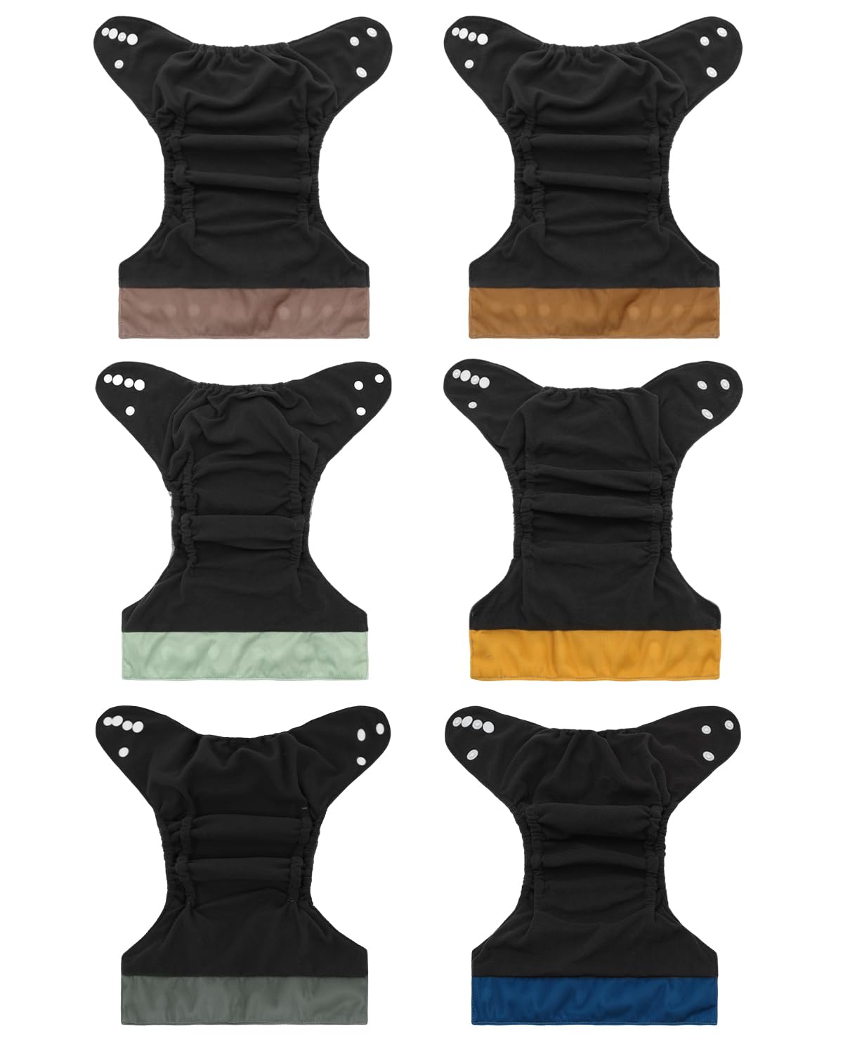 babygoal Reusable Charcoal Cloth Diapers with Double Gussets, 6 Pack Washable Baby Pocket Diapers with 6pcs Charcoal Inserts and Wet Dry Bag(Solid Color)