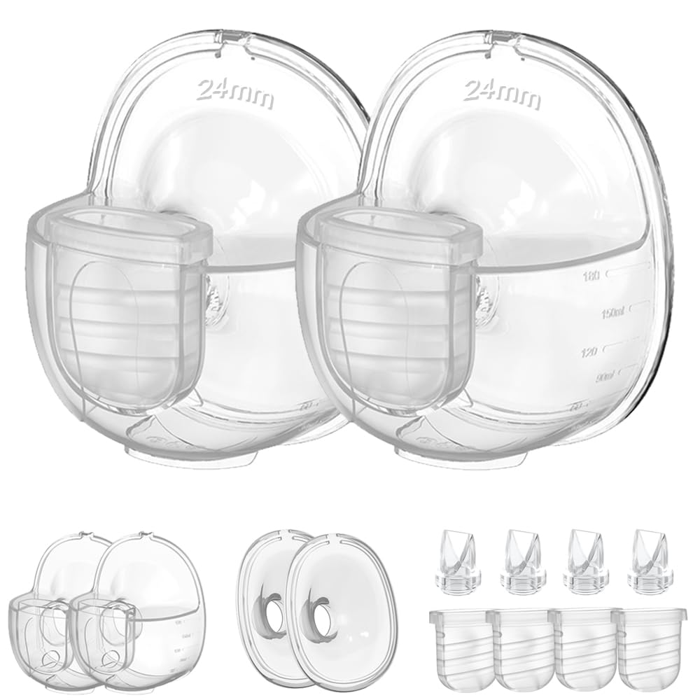 Two Full Sets Breast Pump Parts with 24mm Flange Compatible with NCVI/Nuliie/NICEGREEN Life/Zooawa S32 Breast Pump Replacement Parts,S32 Pump Parts,Extra Duckbill Valve&Diaphragm