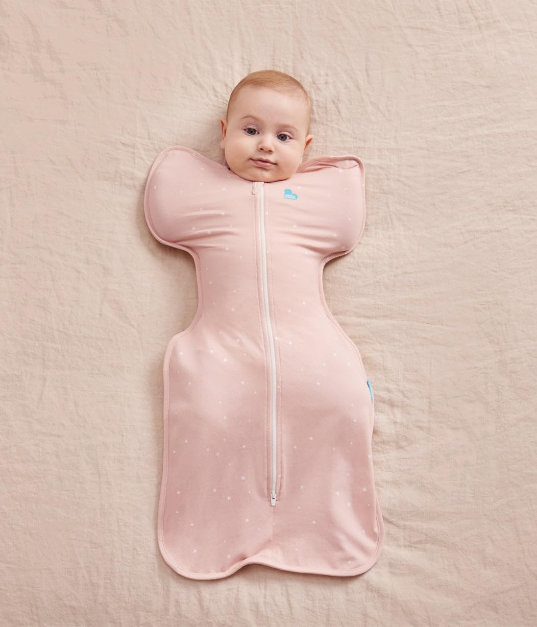 Love to Dream Swaddle UP, Baby Sleep Sack, Self-Soothing Swaddles for Newborns, Secure Fit Helps Calm Startle Reflex, New Born Essentials for Baby, 1.0 TOG, Small 8-13lbs, Powder Pink Twinkle