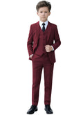 YuanLu Boys Tuxedo Kids Burgundy Slim Fit Oufit for Yong Men Suits Size 14