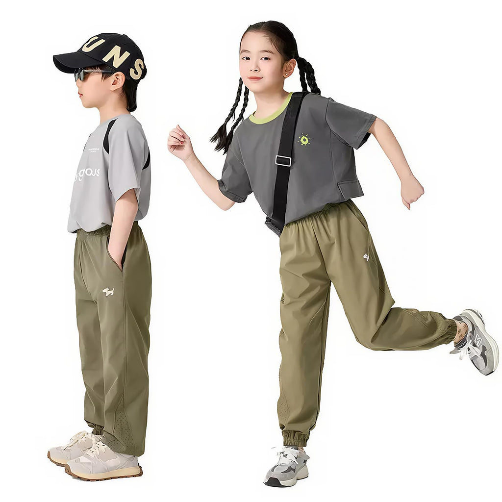 kolally Boys Grey Pants Quick Dry Uniform School Athletic Hiking Gym Pants with Pockets Sweatpants 3-12Y Stocking Stuffers