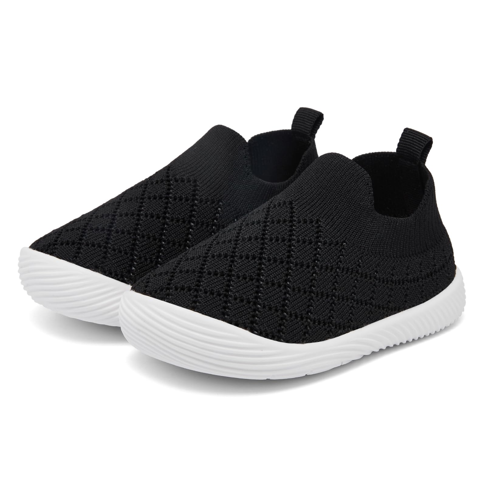 MORENDL Toddler Shoes Baby Walking Sock Shoes Non-Slip Breathable Boys & Girls Sneakers Infant Tennis Shoe Mesh Black 9-12Months
