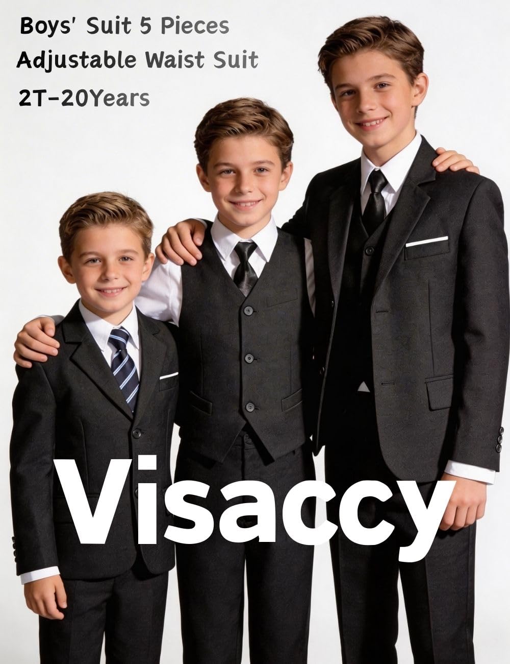 Kids Suits for Teen Boy Wedding Outfit Slim Fit Black Boys Suit Size 16