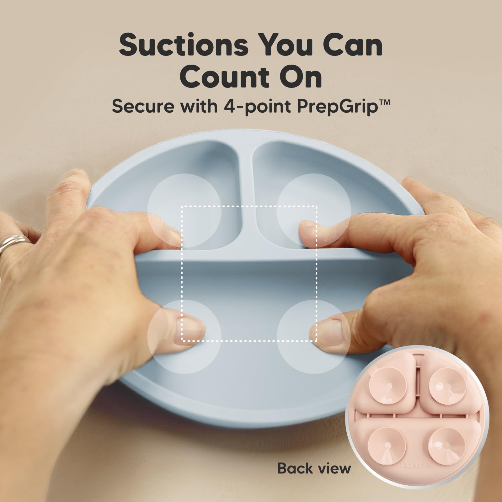 KeaBabies Suction Plates with Lids for Baby, 3-Pack, 100% Silicone (Mellow)