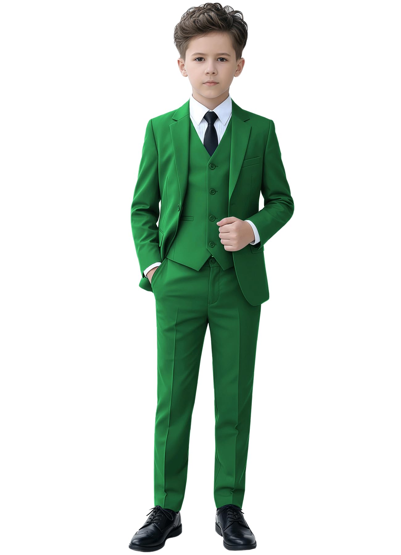 YuanLu Kids Slim Fit Suit Boys Christmas Tuxedo Green Youth Suits Size 10