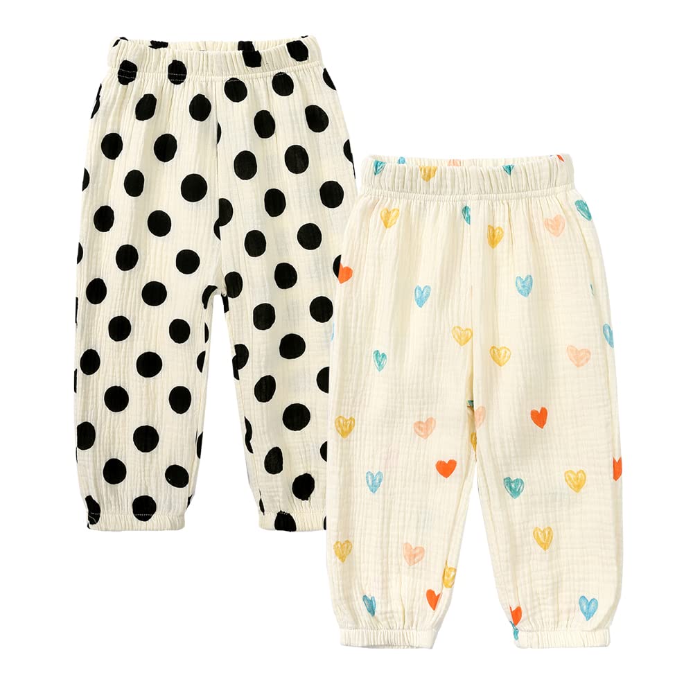 MYGBCPJS Baby Boys Girls 3 Pack Cotton Linen Long Bloomers Ankle Length Trousers Kids Lightweight Elastic Waist Harem Pants