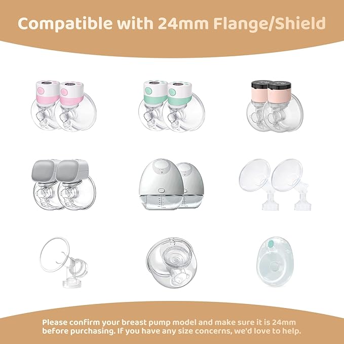 Flange Inserts 21mm Compatible with Medela/Spectra/TSRETE/Elvie/Momcozy/Bellababy Breast Pump 24mm Shields/Flanges, Reduce 24mm Nipple Tunnel Down to 21 mm, 4PCS