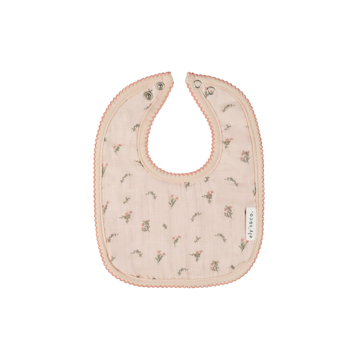 Ely's & Co. 100% Cotton Muslin Bib with Terry lining Soft & Absorbent for Infants, Adjustable Snaps 3 Pack 0-6 Months (0-6 Months, Gingko Pink and Ivory) For Baby Girl