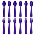 Muulaii 12 Pcs Kids Forks and Spoons, Plastic Kids Utensils Set, Purple