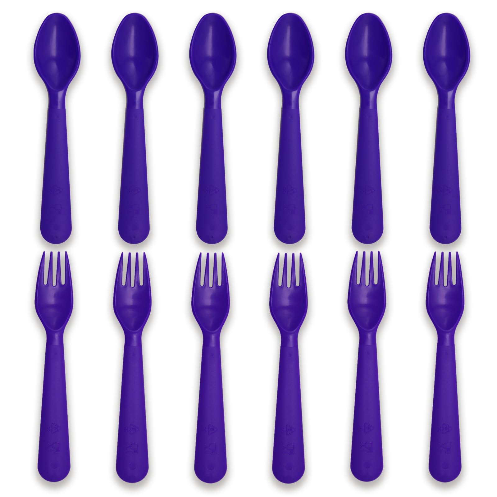 Muulaii 12 Pcs Kids Forks and Spoons, Plastic Kids Utensils Set, Purple
