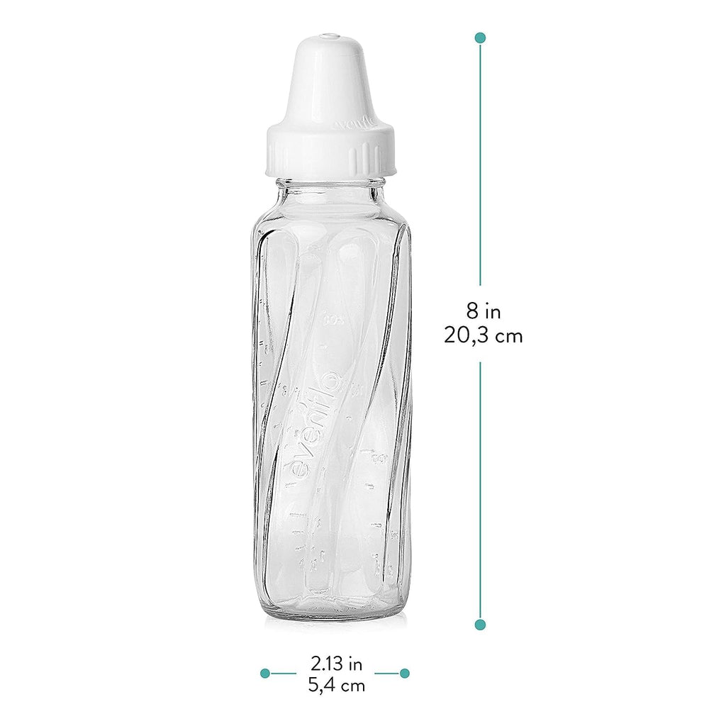 Evenflo Feeding Classic Glass Twist Bottles, 8 Ounce (Pack of 6),Clear,1018611