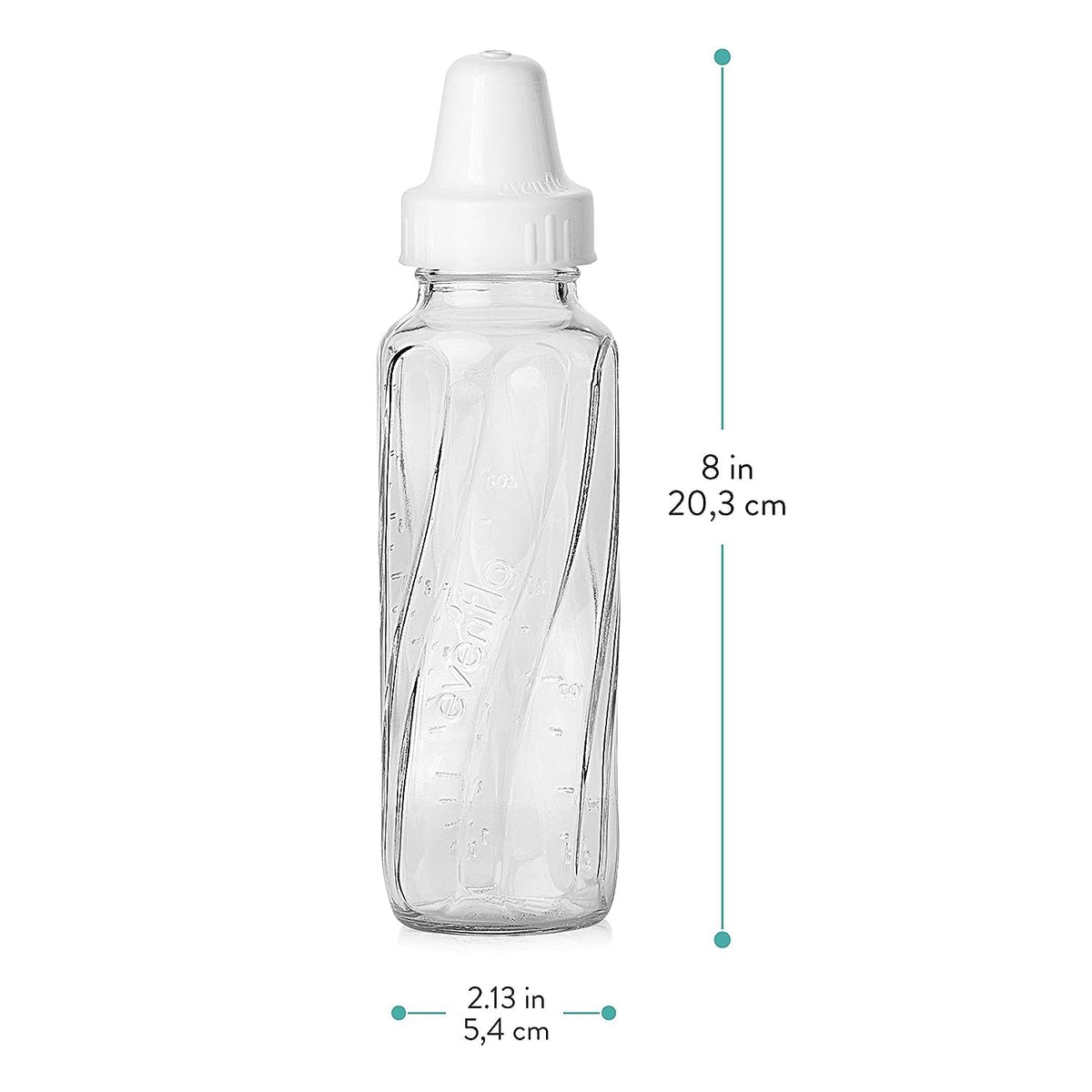 Evenflo Feeding Classic Glass Twist Bottles, 8 Ounce (Pack of 6),Clear,1018611