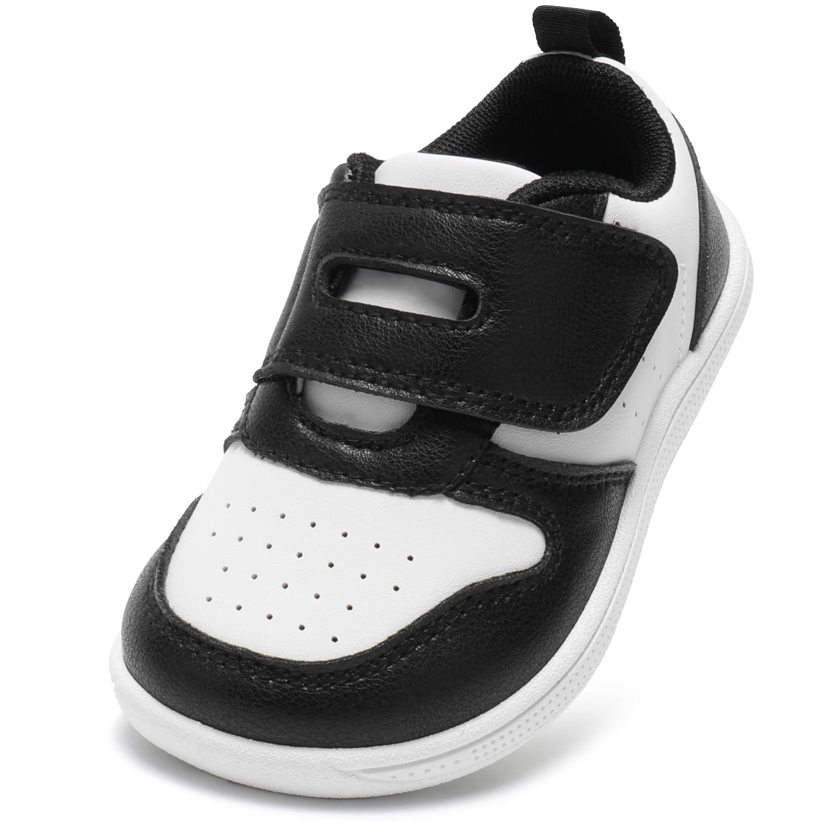 STQ KIDS Toddler Wide Toe Box Barefoot Shoes Zero Drop Black White Size 5