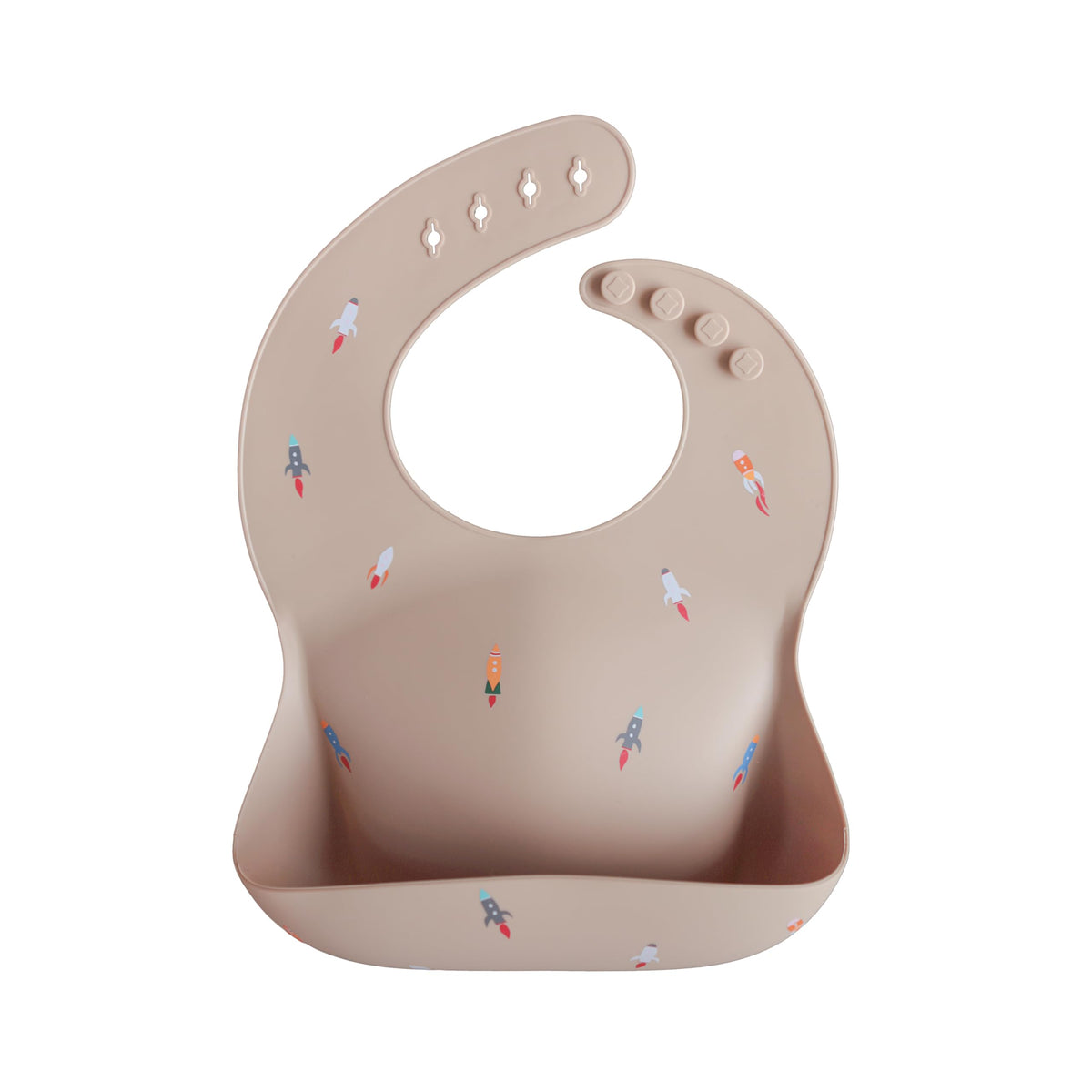 mushie Silicone Baby Bib | Adjustable Fit Waterproof Bibs (Rainbows)