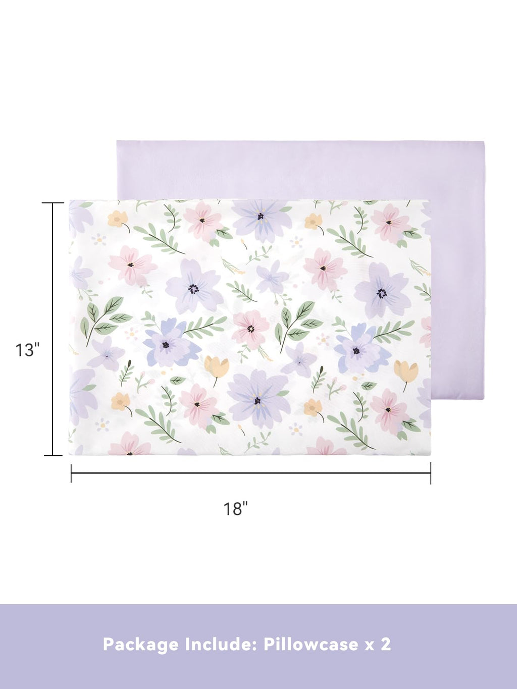 TILLYOU Toddler Pillowcases 13 x 18 Travel Pillow Case 2 Pack, Kids Pillowcases Machine Washable with Envelope Closure, Brilliant Little Flowers
