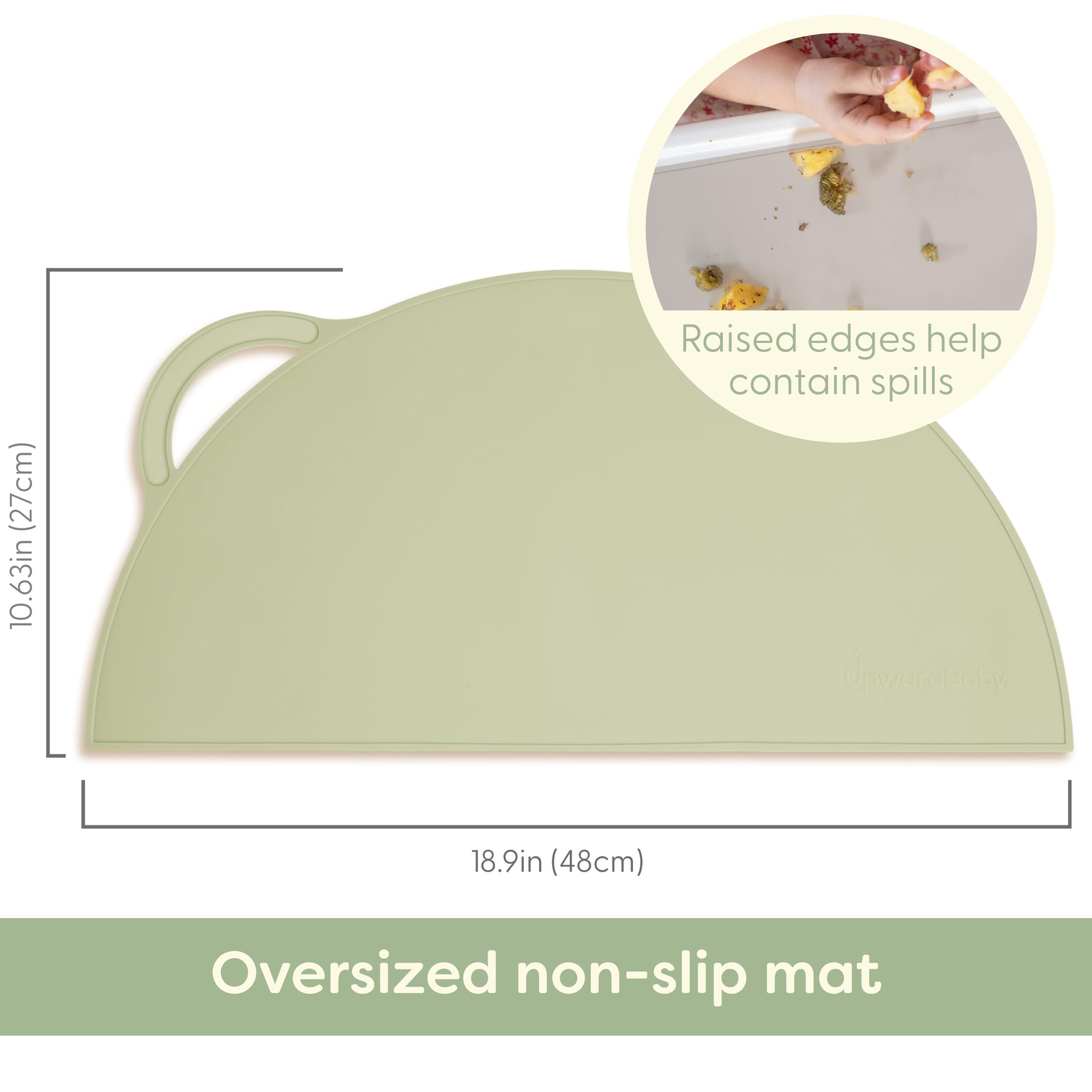 Upward Baby Silicone Suction Mat - Set of 3 Non Slip Silicone Mat - Baby Led Weaning - Kids Placemat for Dining Table High Chair - Toddler Feeding Supplies for Eating - Placemats for Restaurants
