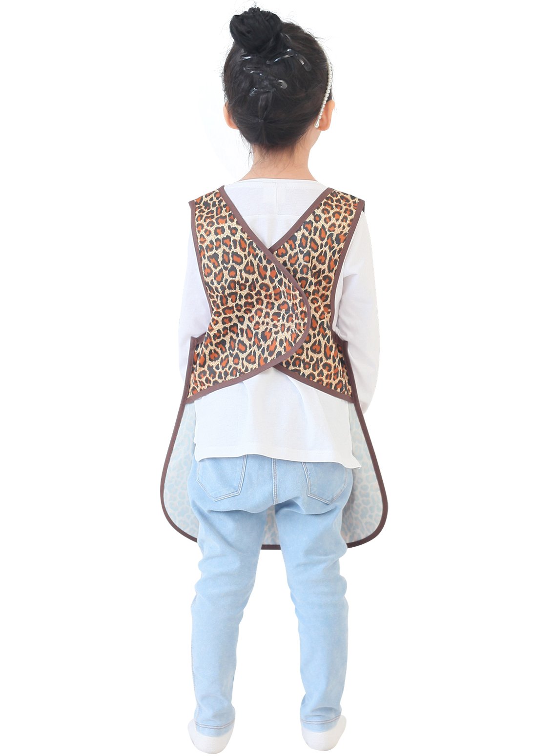 Plie Kids Painting Apron – Waterproof Art Smock for Toddlers & Preschoolers, Messy Play, Baking, Crafts, Cooking, Sensory Activities, Mealtime (Ages 1–10), Brown Animal (31-L)