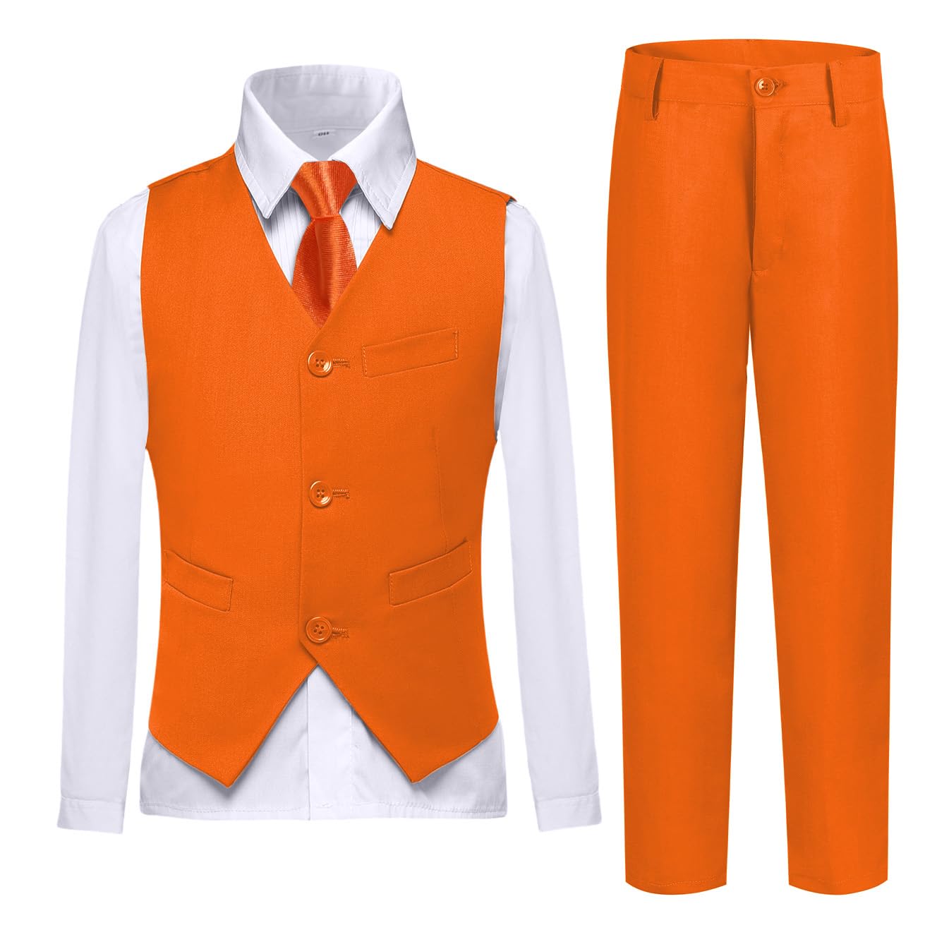 Lycody Boys Suit Vest Set Formal Dress Suits Wedding Outfit, Orange, Size 7
