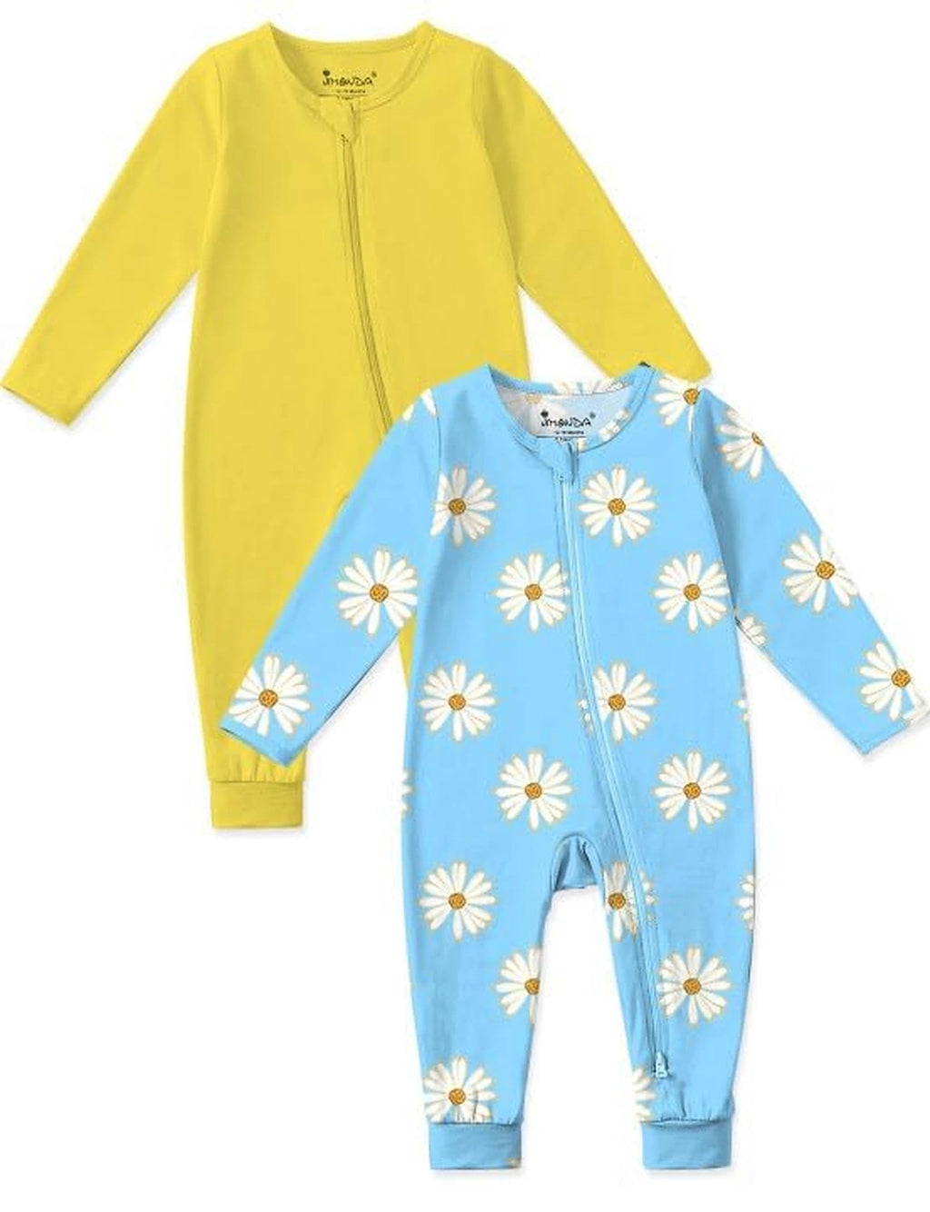 Jimonda Baby Sleeper Rompers,Unisex Boys Girls Zip-Front Pajamas One-Piece Footless Outfit 0-24 Months (Pack of 2