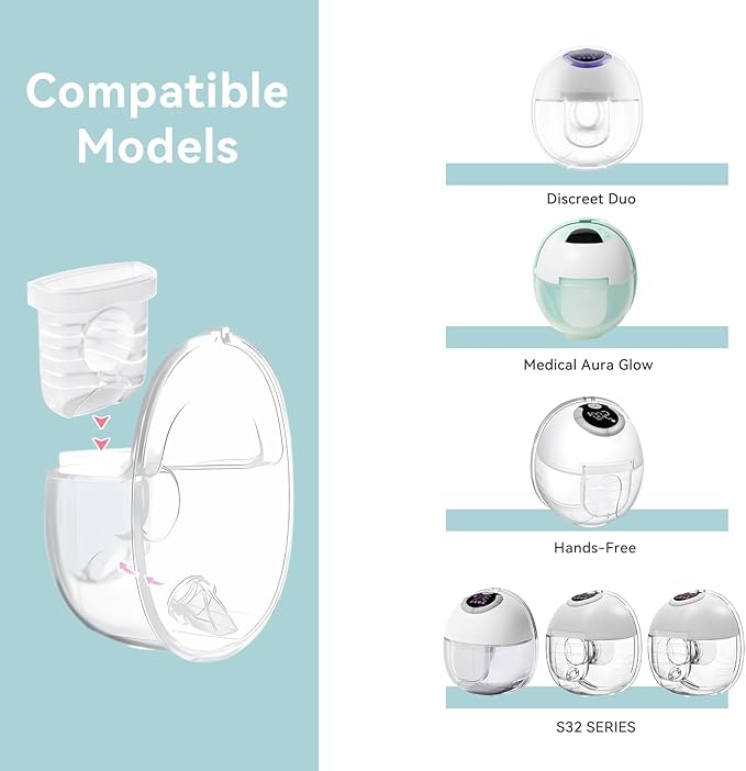 Breast Pump Parts for Lansinoh Discreet Duo/Nuliie/Motif Aura Glow S32 Wearable Breast Pump, Incl 6PCS Duckbill Valves & 2PCS Silicone Diaphragms