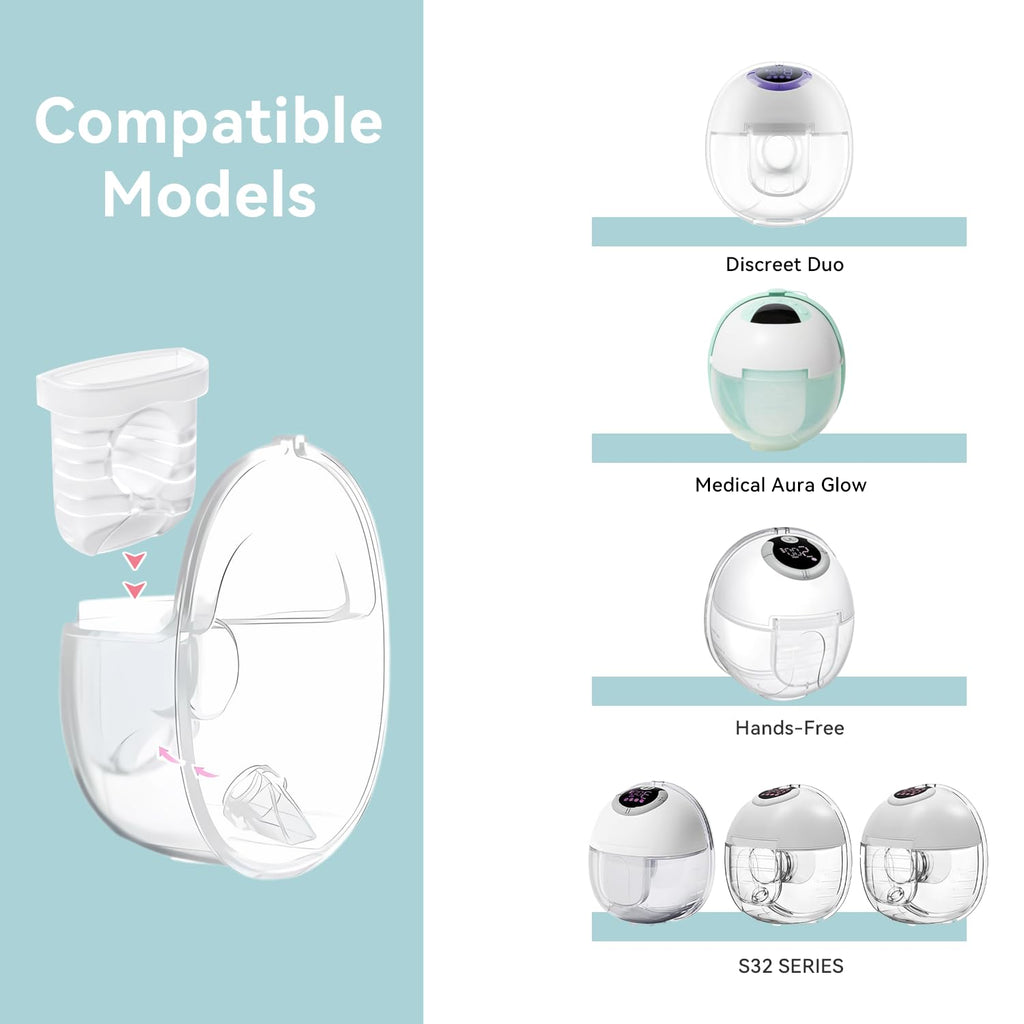 GOTOCUT Breast Pump Parts for Lansinoh Discreet Duo/Nuliie/Motif Aura Glow S32 Wearable Breast Pump, Incl 8PCS Duckbill Valves & 4PCS Silicone Diaphragms