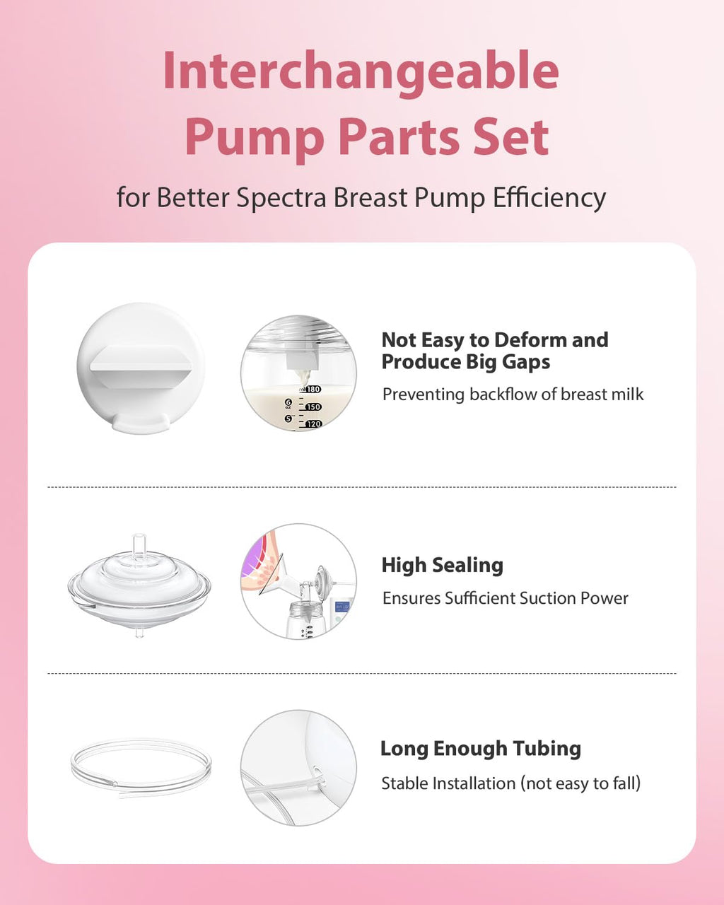 BALIME Pump Parts Compatible with Spectra S1/S2/9 Plus, Not Original Accessories, Full Set Replacements Include 30mm Flanges, Valves, Backflow Protectors (Duckbills Included), Tubings and Bottles