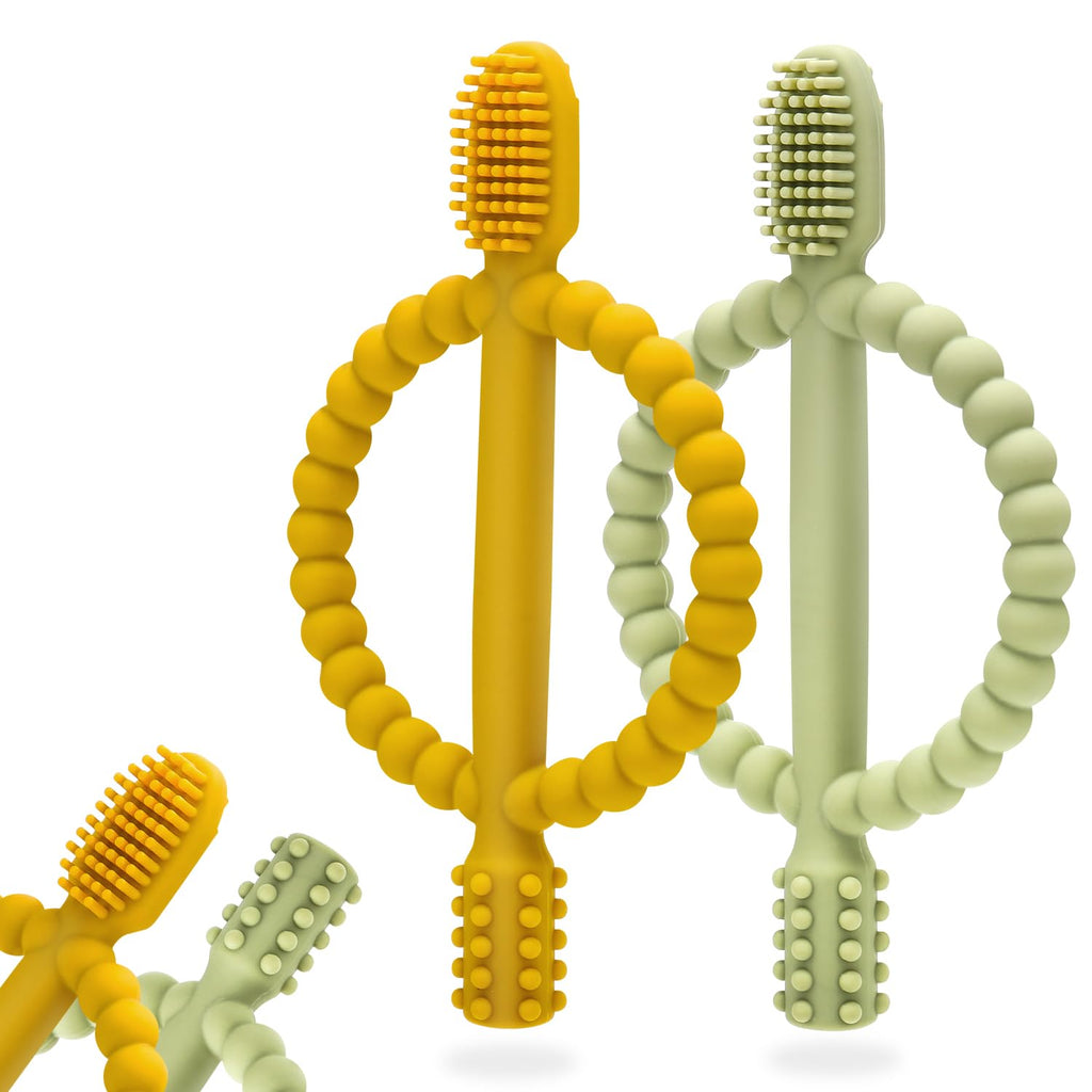 MISSLILI Baby Teething Toys with Easy-Hold Handle, Infant Toothbrush