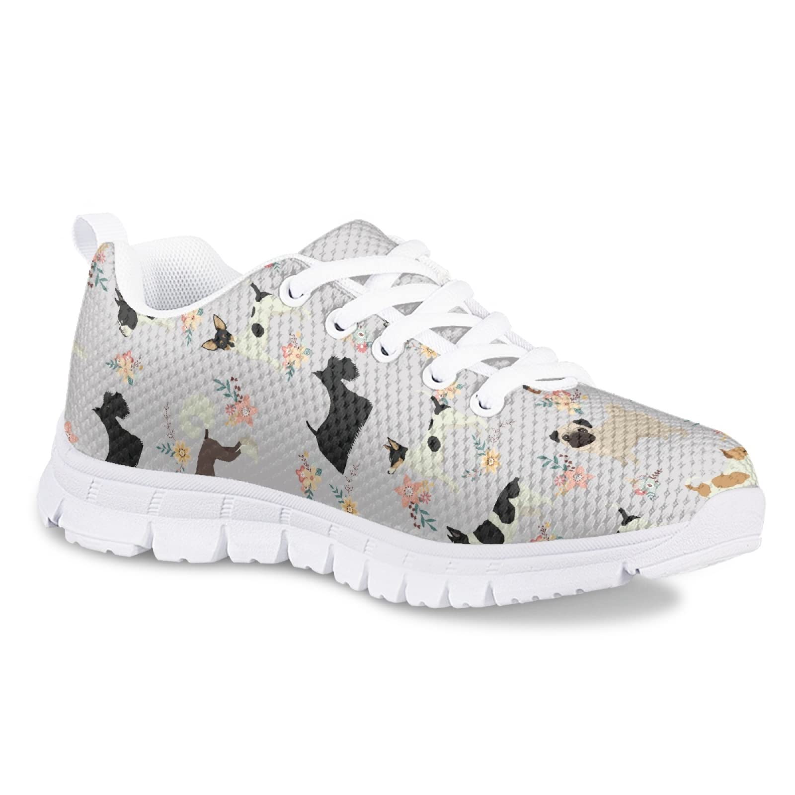 MARSVOVO First Shoes for Walking Boy Girl Athletic Lightweight Flexible Breathable Running Shoes Casual Comfortable Non Slip Play Sport LearningTo Walk Toddler Girl Sneakers Dogs Pattern Size 3 US