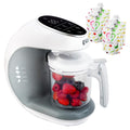 EVLA'S Double Baby Food Maker with 2 Steaming Baskets, Steamer, Blender, Grinder, Food Processor, Cook & Blends Healthy Baby Food in Minutes, Touch Screen, with 6 food pouches, Dark Grey