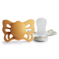 FRIGG Butterfly Anatomical SilkySoft Silicone Baby Pacifier | Made in Denmark | BPA-Free (Honey Gold/Cream, 0-6 Months)