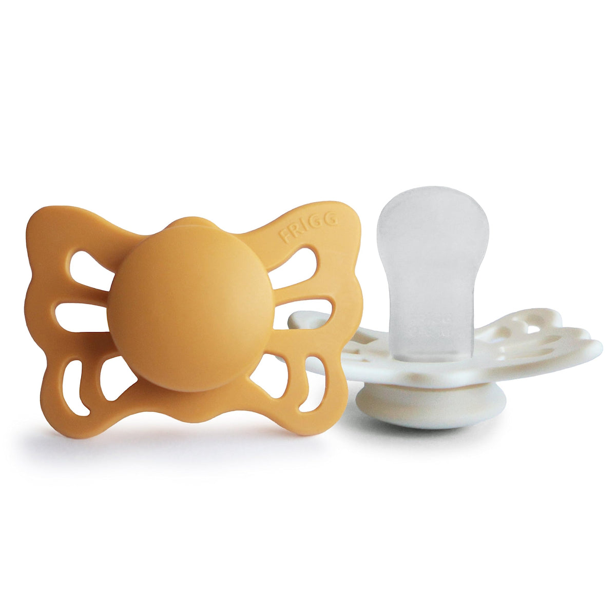 FRIGG Butterfly Anatomical SilkySoft Silicone Baby Pacifier | Made in Denmark | BPA-Free (Cedar/Baby Pink, 0-6 Months)
