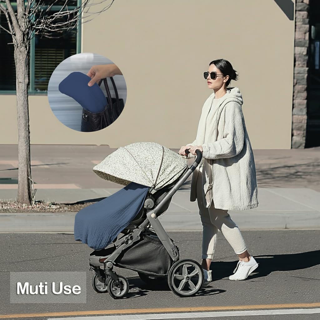 MUGVELL Muslin Nursing Covers for Breastfeeding, Navy Blue
