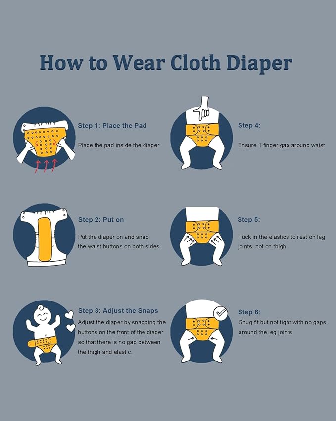 babygoal Reusable Charcoal Cloth Diapers with Double Gussets, 3 Pack Washable Baby Pocket Diapers with 3pcs Charcoal Inserts and Wet Dry Bag(Space,Moon,Star,Rocket)