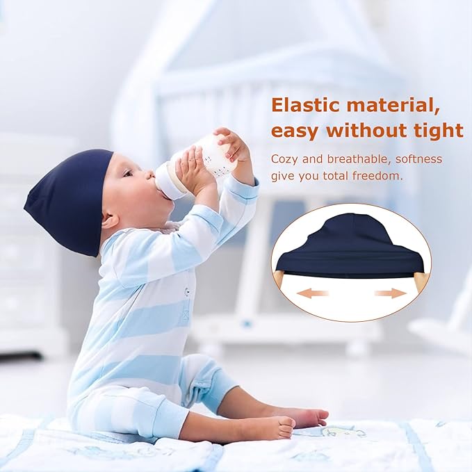 DRESHOW BQUBO 8 Pack Unisex Baby Beanie Hat Infant Toddler Kid Hats Baby Soft Cute Knit Cap Nursery Beanie