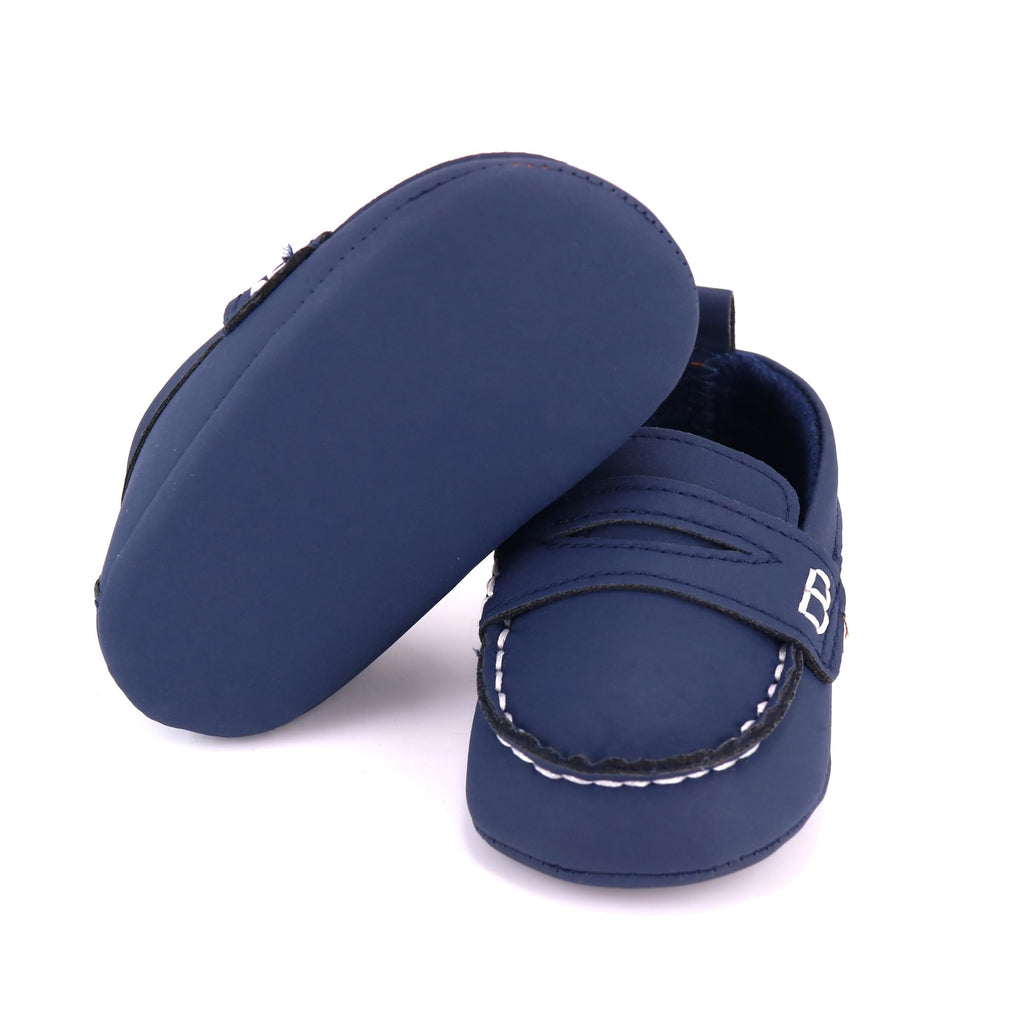LONSOEN Baby Boys Girls Loafers Formal Dress Shoes,Navy Blue 0-6M
