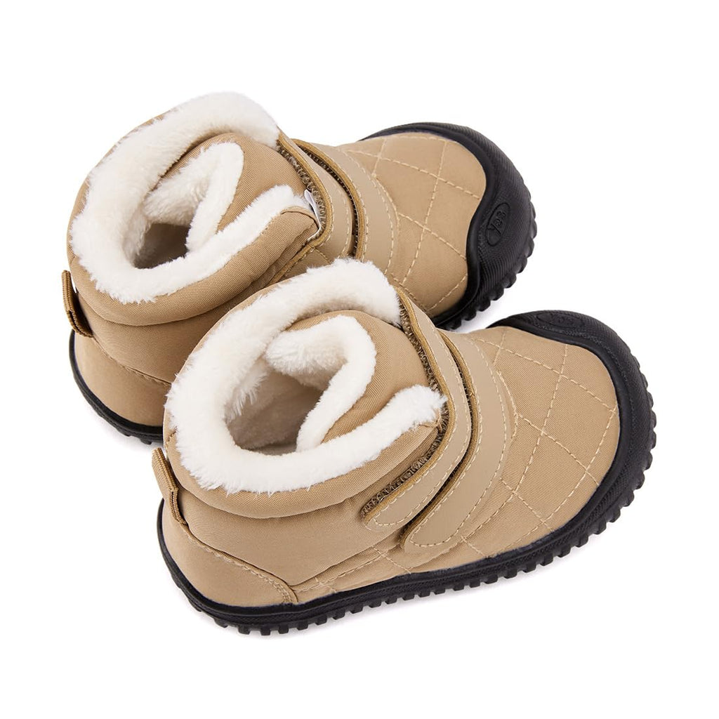 BMCiTYBM Baby Snow Boots Boys Girls Winter Two Strap Easy On Infant Shoes Non Slip 6 9 12 18 24 Months Faux Fur Brown Size 18-24 Months Toddler