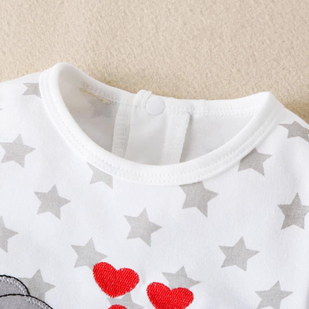 Aoswep - All Over Star with Elephant Printed Jumpsuit Baby girl bodysuit (6-9 Months)