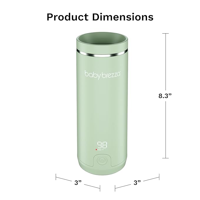 Baby Brezza Portable Warmer – 67% Faster Baby Bottle Warming - Travel Breastmilk and Formula Warmer - Safe, Even Heating - Up to 9oz - No Adapters, Green