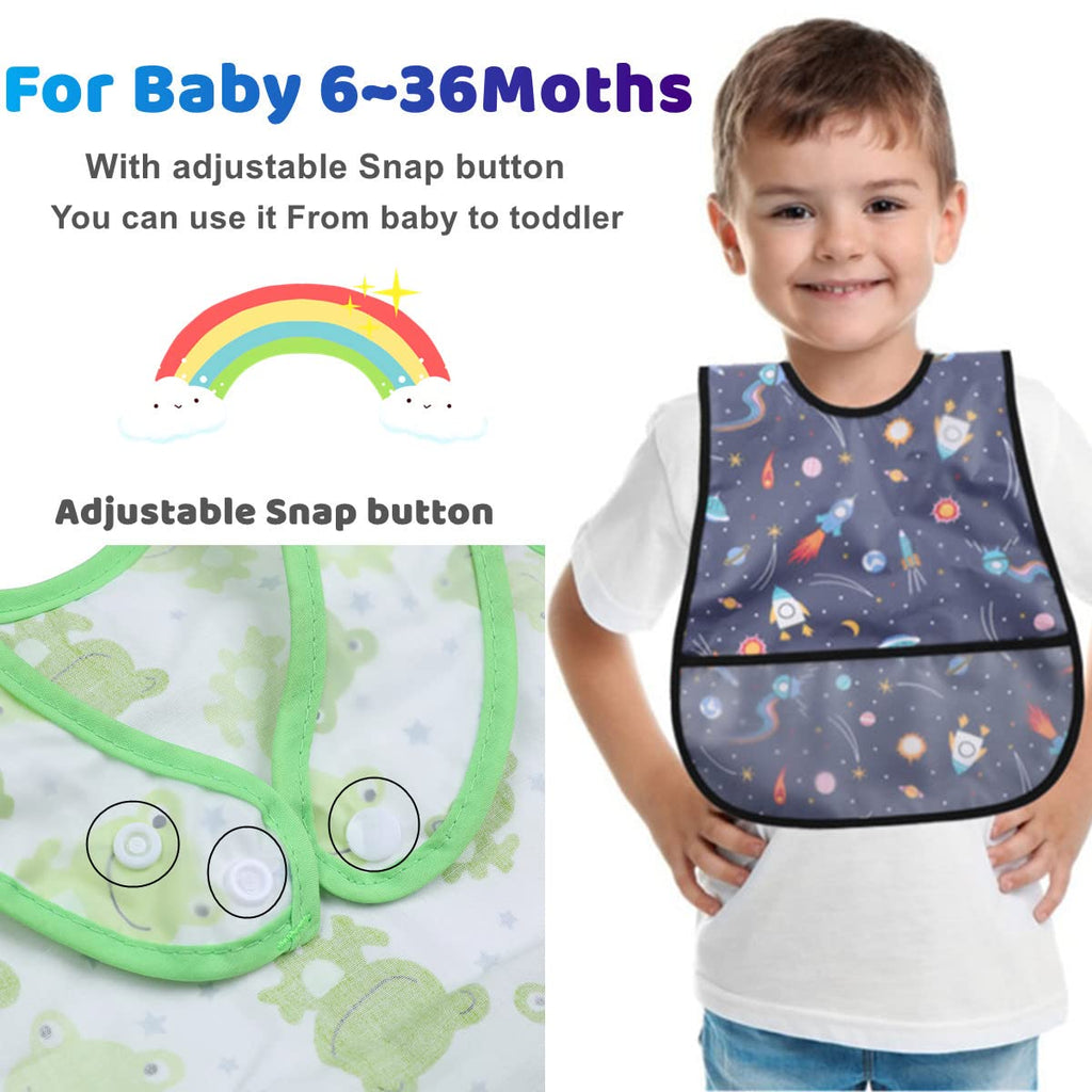norinori Baby bibs Waterproof Toddler bib - Feeding bib with Pocket for Infant Boy Girl Washable 6-42M
