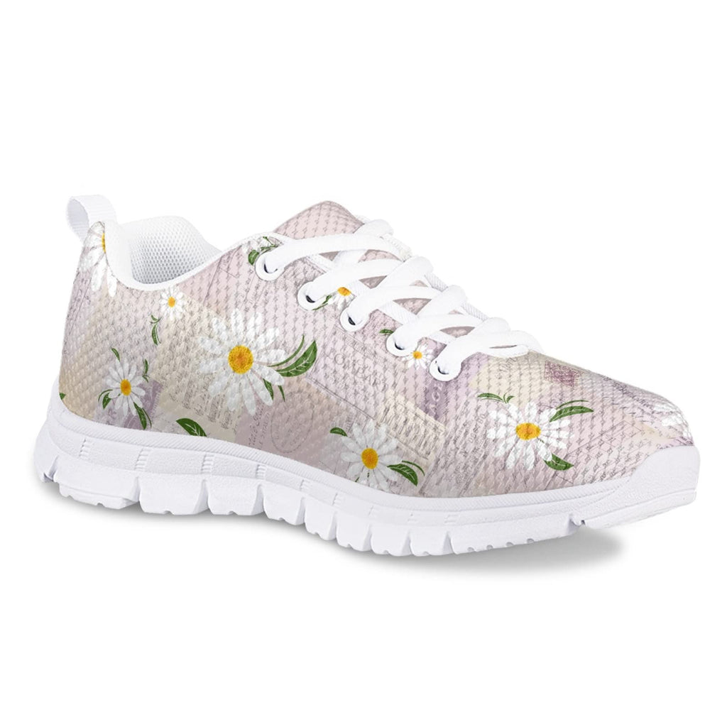 MARSVOVO Kids Slip On Sneakers Non Slip Lace-up Lightweight Breathable Athletic Flexible Pre Walking Shoes for Boy Girl Classic Casual Comfortable Play Sport Shoes Daisy Design Size 11 US