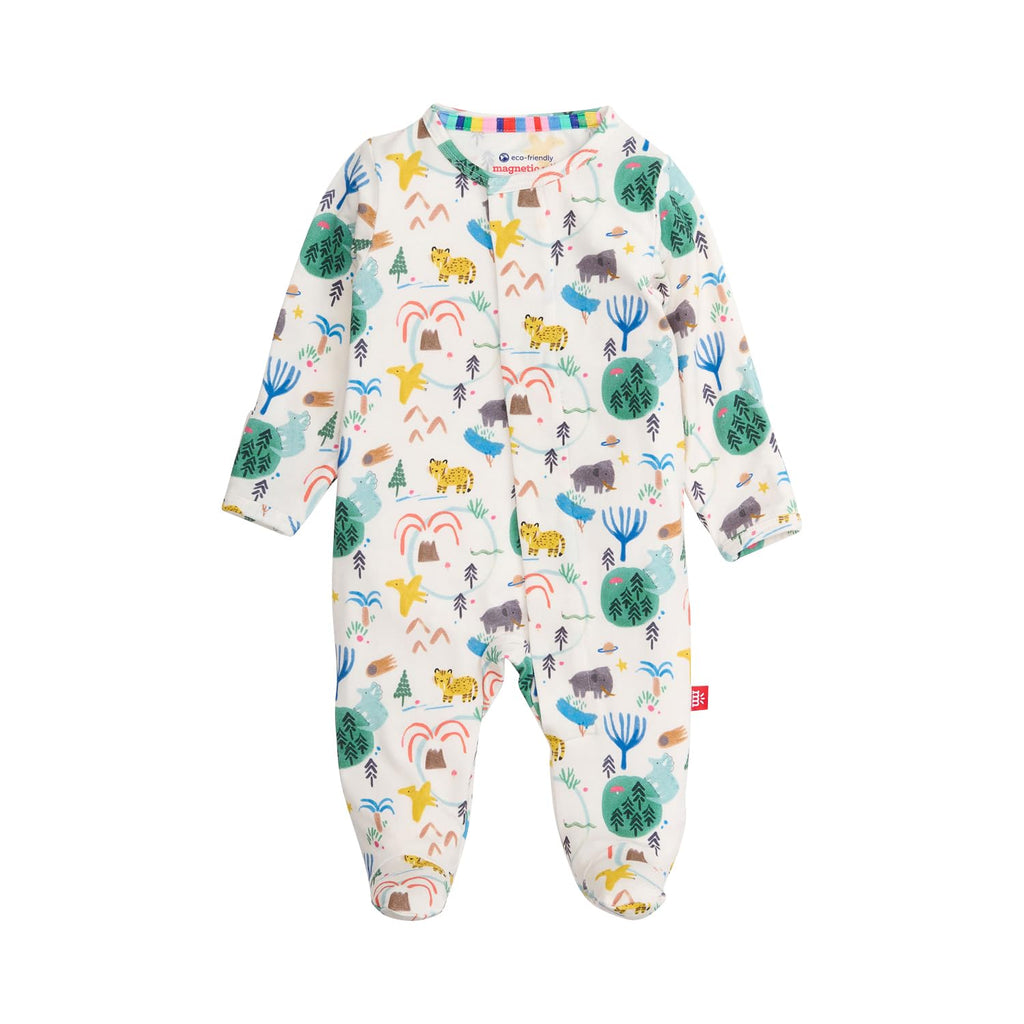 Magnetic Me Boys Modal Magnetic Baby Footie Pajamas | Silky Soft Modal Fabric | Wooly Big Deal | 12-18 Months