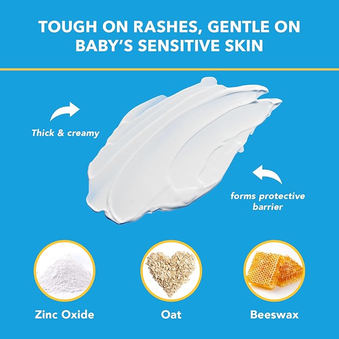 Triple Paste Diaper Rash Cream for Baby - 8 Oz Tub & 3 Oz Tube At Home & On the Go Bundle - Zinc Oxide Ointment Treats, Soothes and Prevents Diaper Rash
