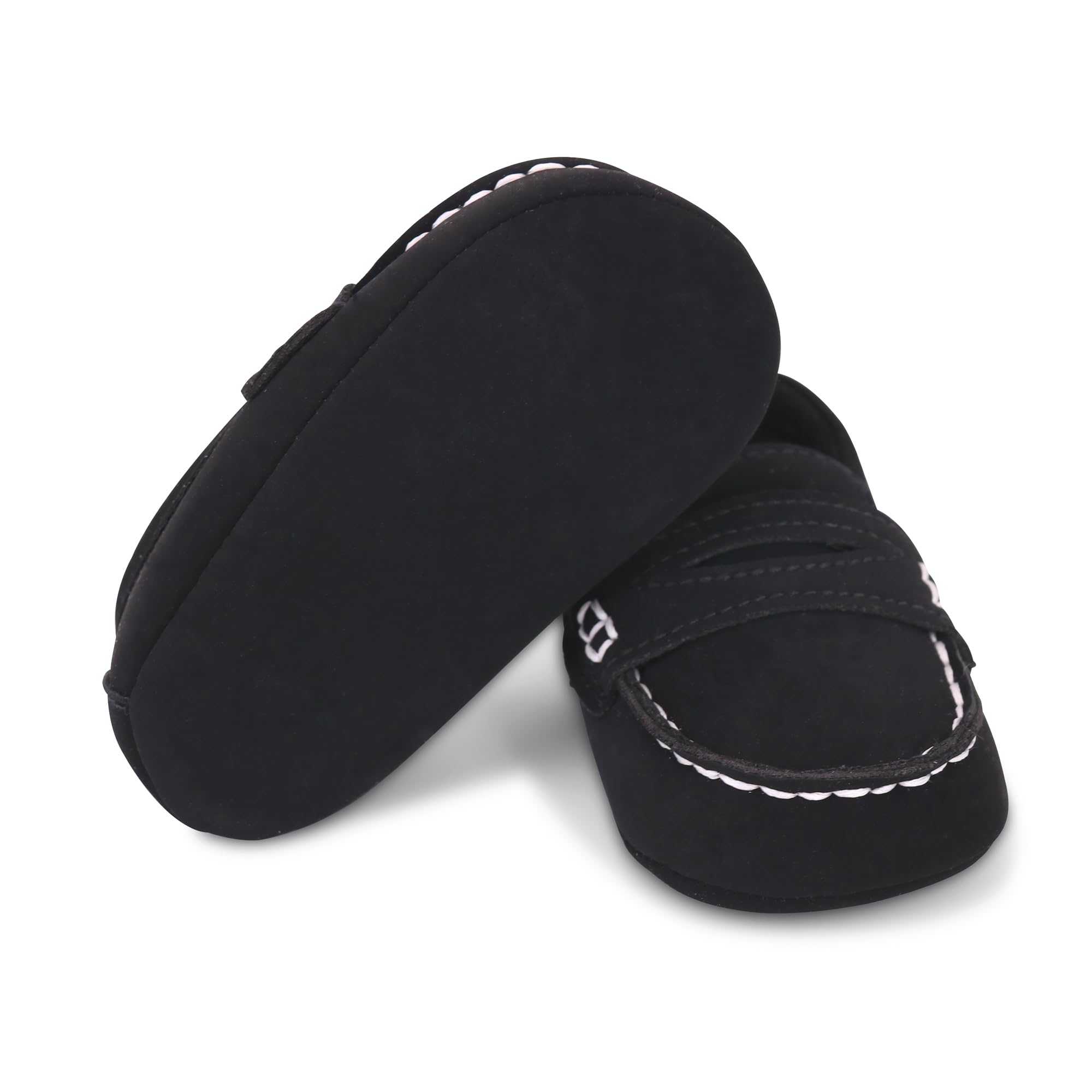 LONSOEN Baby Girls Boys Loafers Prewalker Dress Crib Shoes 6-12 Months,BAY230 Black 12