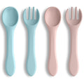 Vicloon Silicone Baby Feeding Spoons, 4PCS First Stage Feeding Spoons for Infants, Baby Led Weaning Feeding Supplies Training Spoon, Toddler Utensils, Ultra-Durable & Chewproof, Dishwasher Safe