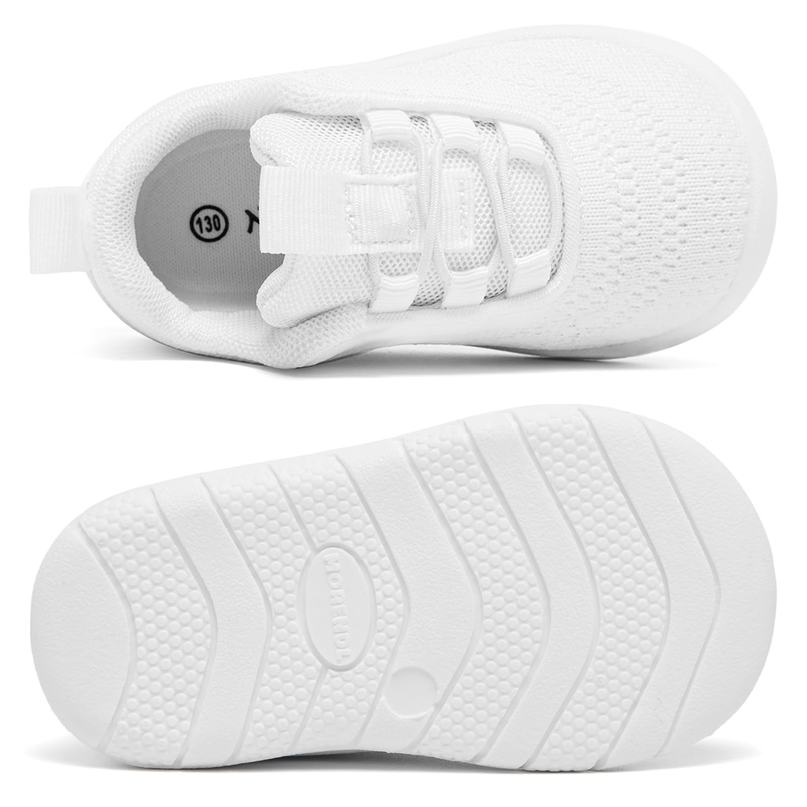 MORENDL Toddler Sneakers Baby Slip On Walking Shoes Non-Slip Breathable Boys & Girls Running Shoes Infant Tennis Shoes White Size 8