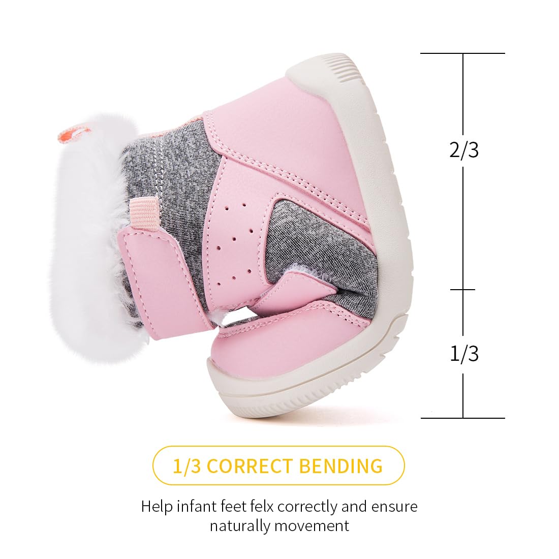 BMCiTYBM Baby Snow Winter Boots Boys Girls Shoes Warm Double Strap Non Non Slip First Walking Infant 6 9 12 18 24 Months Pink Size 12-18 Months Toddler